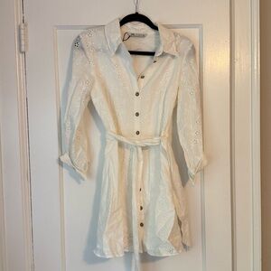 Zara White Eyelet Shirt Dress